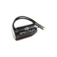 Spectrum kefe nélküli 4P motor Company 2050ot/V RC autó modellekhez 1:8, a test alumíniumból készült, bordázott, 5mm-es ötvözött acél kimeneti tengely és precíziós csapágyak. Kábelek 4mm-es aranyozott csapokkal.