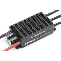 FLYFUN-110A-HV-OPTO-V5 a Hobbywing középkategóriás vezérlője repülőgép-modellekhez.  (110A állandó áram, 140A csúcs)Tápellátás: 6-14S LiPolSúly: 180g Méret: 92,7x45,6x27mm