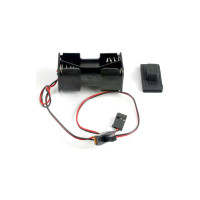 Pótalkatrész a Traxxas Villain RC modellhez: doboz 4 AA elemhez, kapcsoló fedéllel.