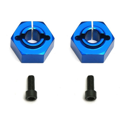 Factory Team 12 mm hliníkové modré unašeče kol, Buggy, zadní, 2 ks.