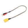 Pro töltőkábel 4 mm-es banándugóval és XT-90 készülékcsatlakozóval (férfi), kábel keresztmetszete 14AWG, hossza 40 cm.