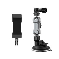 Többcélú kameratartó tapadókoronggal mobiltelefonokhoz vagy akciókamerákhoz. Smartphone tartó szélessége: 63mm-102mm. 360 fokos forgás. 226g