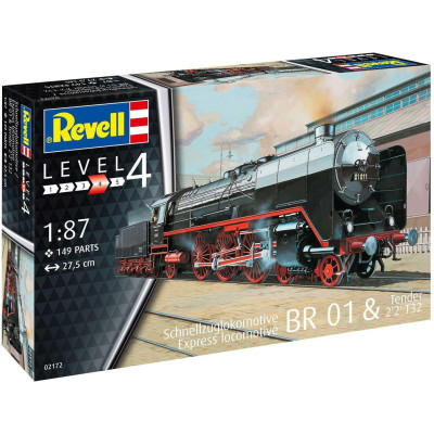 Plastic ModelKit lokomotiva 02172 - Schnellzuglok BR01 mit Tender 2'2' T32 (1:87)