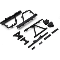 Pótalkatrész RC modellautóhoz Axial RBX10 Ryft 4WD: vázmerevítők, akkumulátor ágy fekete.