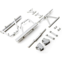 Pótalkatrész RC modellautóhoz Axial RBX10 Ryft 4WD: vázmerevítők, akkumulátor ágy szürke.