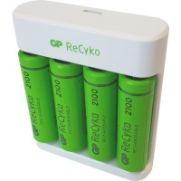 USB 5V / 1A. A csomagban található 4db AA GP ReCyko Pro 2100mAh elem is. Kijelzi a töltés állapotát és érzékeli a meghibásodott elemet. 2 töltő csatornával rendelkezik. Töltési idő kb. 8 óra és 2-4 elem tölthető vele egyszerre ( AAA és AA). 