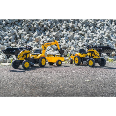 FALK - Šlapací traktor Komatsu Pedal backhoe s vlečkou a nakladačem
