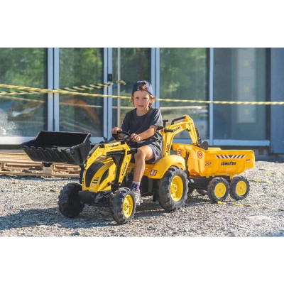FALK - Šlapací traktor Komatsu s bagrem a Maxi vlečkou