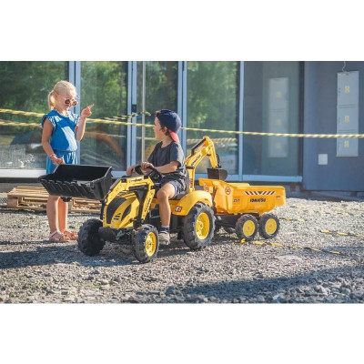 FALK - Šlapací traktor Komatsu s bagrem a Maxi vlečkou