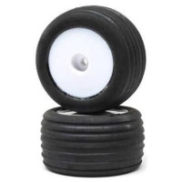 Alkatrész Losi Mini-T 2.0 BL RC modellautóhoz: kerék Direct gumival, elöl, fehér tárcsa (2 db).