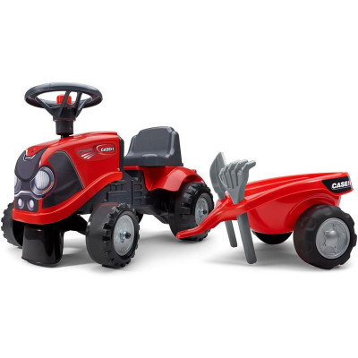 FALK - Dětské odrážedlo Baby Case IH s vlečkou, lopatkou a hrabičkami