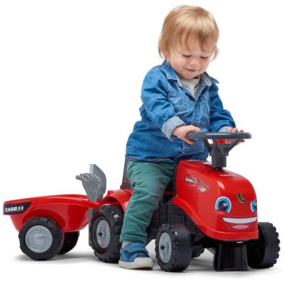 FALK - Dětské odrážedlo Baby Case IH s vlečkou, lopatkou a hrabičkami