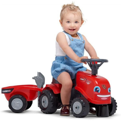 FALK - Dětské odrážedlo Baby Case IH s vlečkou, lopatkou a hrabičkami