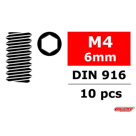 Ocelový Inbusový červík, M4x6mm, 10 ks.