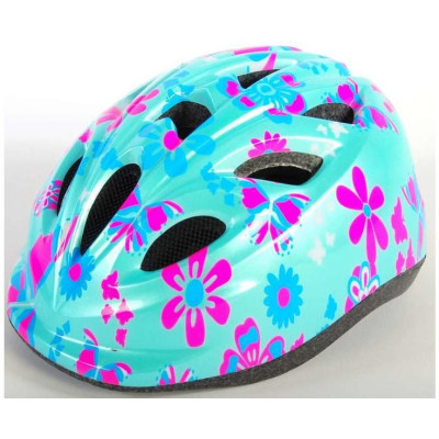 Volare - Dětská přilba 47-51cm zelená, růžová, květiny