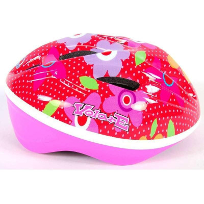 Volare - Dětská přilba Deluxe 51-55cm květiny červená, růžová
