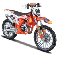 Gyűjtői modell 1:18 méretarányban Bburago 18-51081 a 2018-as Red Bull KTM 450 SX-F terepmotoros motorkerékpárról, nem csak gyűjtőknek. Részletes kivitelezés, nagyon baráti ár, hossza 11 cm.
