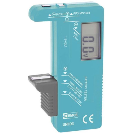 Univerzálny tester batérií ­ (AA, AAA, C, D, 9V, gombíkových)