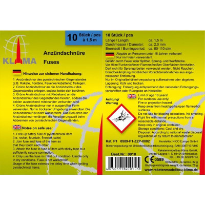 Klima Zápalná šňůra 1.5m 80s/m (10ks)