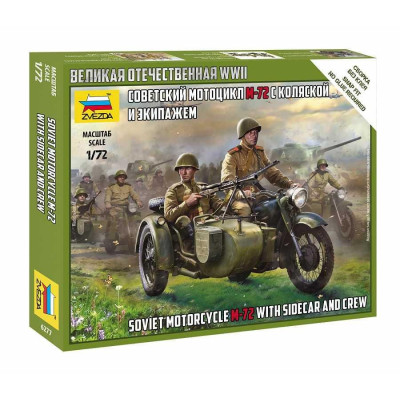 Wargames (WWII) figurky 6277 - Soviet M-72 Sidecar Motorcycle w/Crew (1:72)