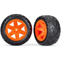 Teljes univerzális kerekek RC autókhoz. RXT kerekek narancssárga színben, Anaconda gumiabroncsokkal és betéttel. Kerékátmérő 105mm, szélesség 50mm, offset 32mm. 2WD hátsó részhez tervezve.
