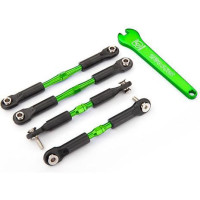 Két első és két hátsó alumíniumból készült, zöld eloxált kapcsolókészlet. A gömbcsapok közötti távolság 69 / 82 mm. Maga az alumíniumcsatlakozó hossza 39 / 49 mm. A zárókupakok becsavarásával vagy kicsavarásával a távolság kb. ± 5 mm-rel csökkenthető vagy növelhető.