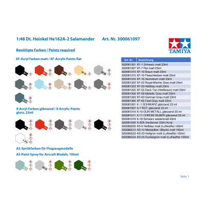 Tamiya 1:48 Ger. Heinkel He162A-2 Salamander