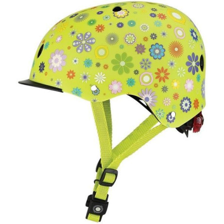Globber - Dětská přilba Elite Lights Lime Green Flowers XS/S