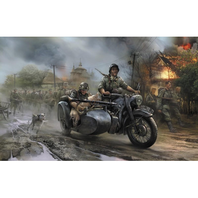 Model Kit military 3607 - German WWII Sidecar R12 with crew (1:35)