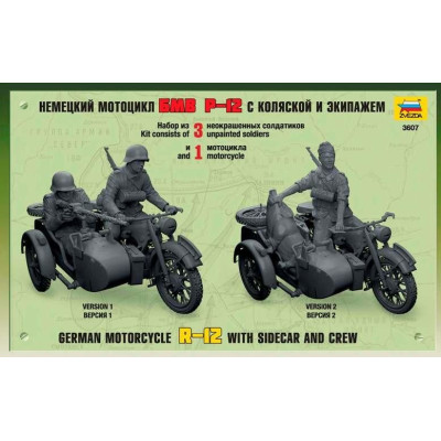 Model Kit military 3607 - German WWII Sidecar R12 with crew (1:35)