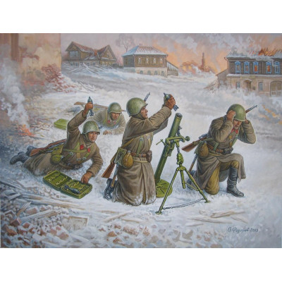 Wargames (WWII) figurky 6208 - Soviet 82mm Mortar with Crew (Winter Unif.) (1:72)