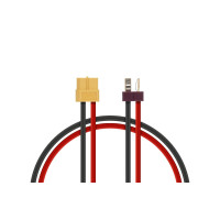 Töltőkábel (redukció) XT60 kimeneti csatlakozóval rendelkező töltőkhöz Dean-T csatlakozóval rendelkező akkumulátorok töltéséhez. Hossza 25cm, 14AWG.