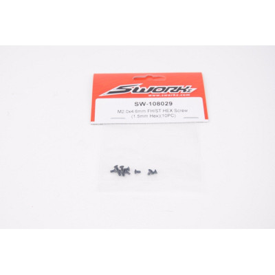 SWORKz ocelový Inbusový šroub s zápustnou hlavou, M2x4,6mm, 10 ks.