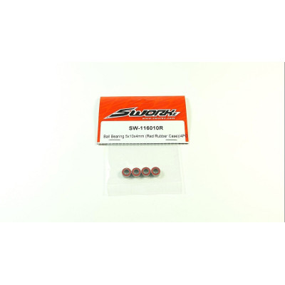 SWORKz kuličkové ložiska s červenou gum. prachovkou 5x10x4mm, 4 ks.