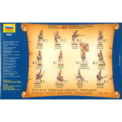 Wargames (AoB) figurky 8020 - Russian Heavy Infantry Grenadiers 1812-1815 (1:72)