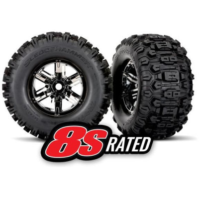 Traxxas kolo 4.3/5.7", disk černý chrom, pneu Sledgehammer (pár)