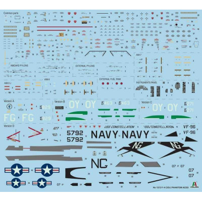Model Kit letadlo 1373 - F-4 C/D/J PHANTOM II ACES USAF-US Navy Vietnam ACES (1:72)