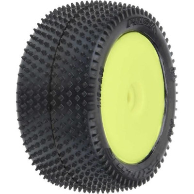 Pro-Line kolo 1:18, pneu Prism Carpet zadní, disk H8 žlutý (2) (Losi Mini-B)