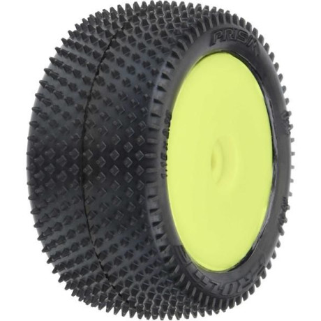 Pro-Line kolo 1:18, pneu Prism Carpet zadní, disk H8 žlutý (2) (Losi Mini-B)
