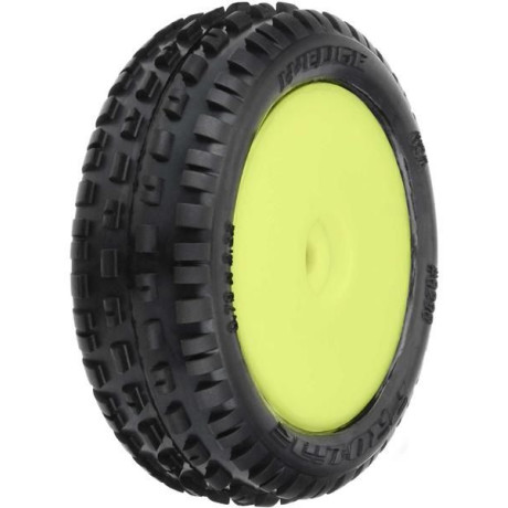 Pro-Line kolo 1:18, pneu Wedge Carpet přední, disk H8 žlutý (2) (Losi Mini-B)