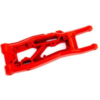 Tuning alkatrész a Traxxas Sledge RC modellautóhoz. Traxxas kerékfelfüggesztő kar jobb első piros.