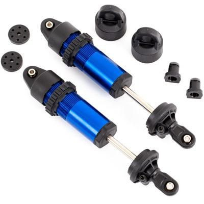 Traxxas tlumič krátký GT-Maxx hliníkový modře eloxovaný (2)