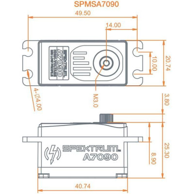Spektrum servo A7090 18kg.cm 0.068s/60° nízké BL M