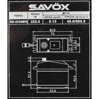 SB-2236MG BRUSHLESS HiVOLT Digitální servo (40kg-0,13s/60°)
