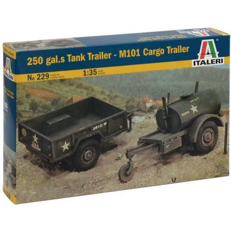 Model Kit military 0229 - 250 GAL.S TANK TRAILER - M101 CARGO TRAILER (1:35)