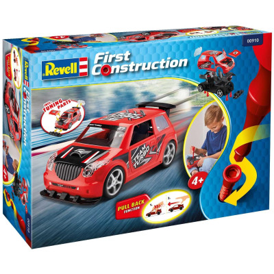 First Construction auto 00910 - Pull Back Rallye Car (červené) (1:20)