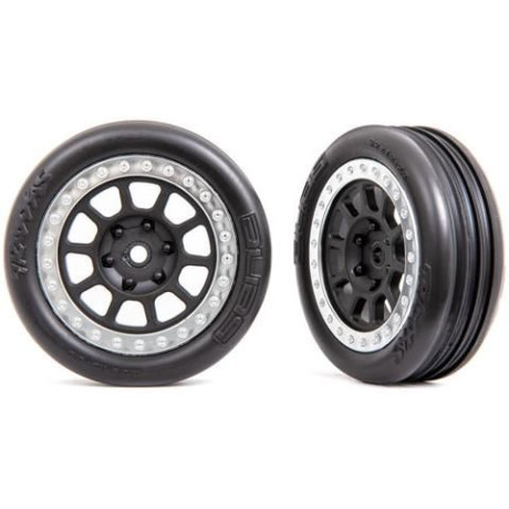 Traxxas kolo 2.2", disk šedý/chromovaný, pneu Ribbed (2) (přední)
