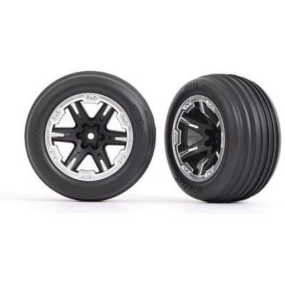 Traxxas kolo 2.8", disk RXT černý/polomatný chrom, pneu Ribbed (2) (přední)