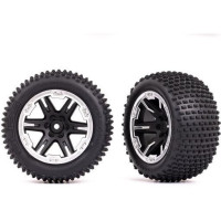 Teljes 2,8" RXT hátsó kerekek 1:10-es elektromos autókhoz. Fekete/félmatt krómozott kerekek Alias gumiabroncsokkal és betéttel.