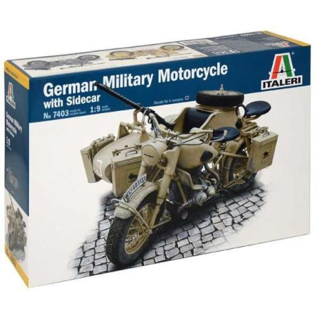 Model Kit military 7403 - German Military Motorcycle with Sidecar (1:9)